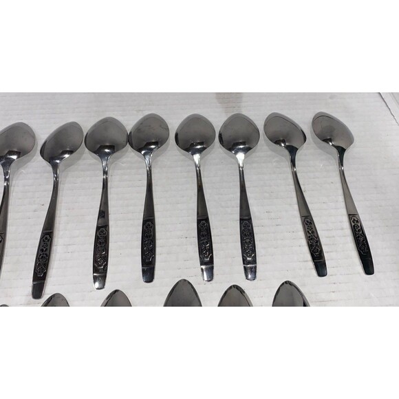 29 Pieces Profile Stainless Oneida Glossy Louisville Rose Flatware Spoons Forks - Picture 12 of 14